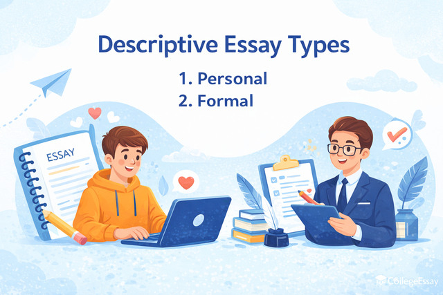 Figures illustrates the two types of descriptive essay writing. 
