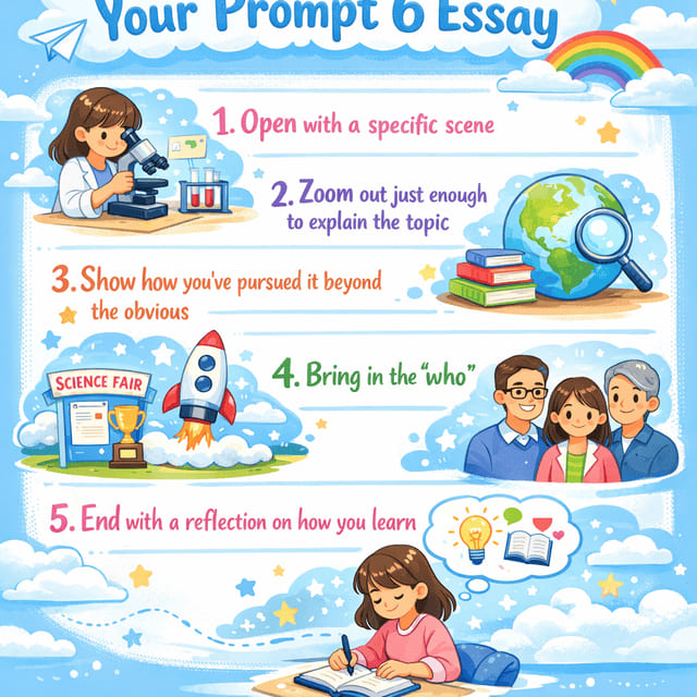 The figure shows steps of how to structure common app prompt 6 essay.