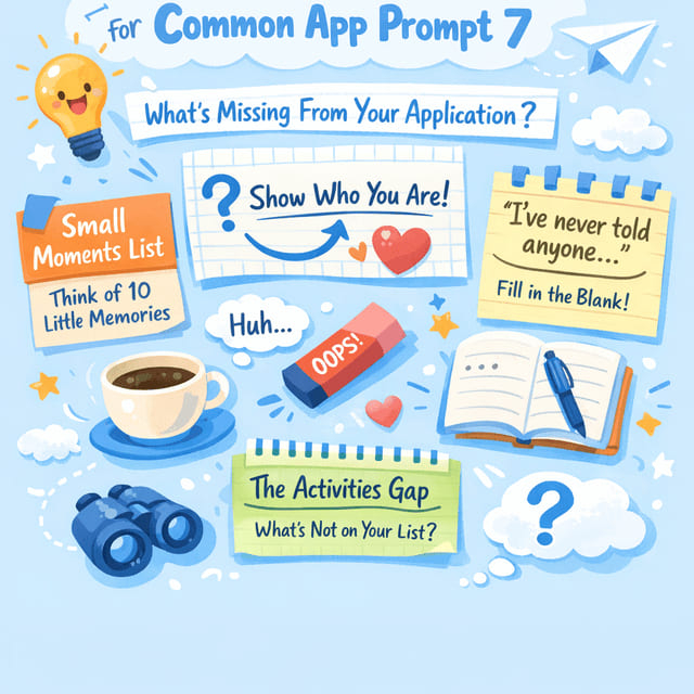 The image shows hoe to brainstorm common app essay prompt 7.