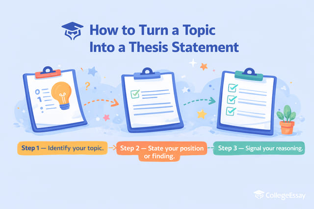 Image displays how to convert topic into thesis
