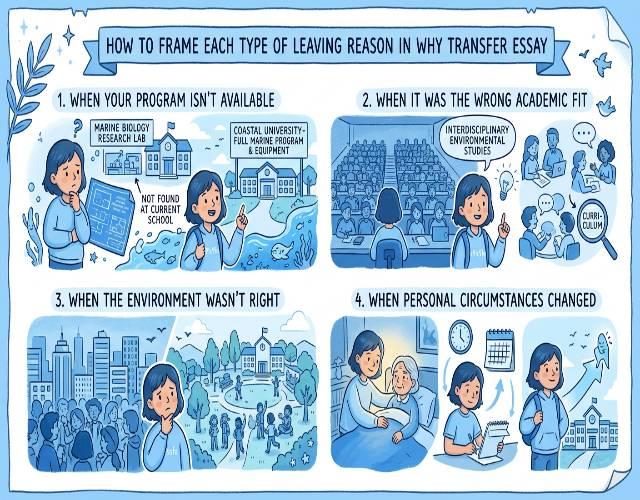 How to Frame Each Type of Leaving Reason in Why Transfer Essay